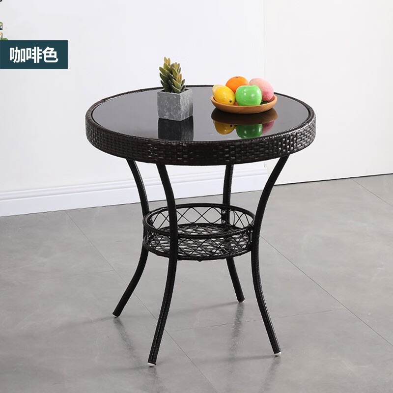 明强(mq)阳台休闲小茶几组合小户型户外室内喝茶台 咖啡色单桌 中号