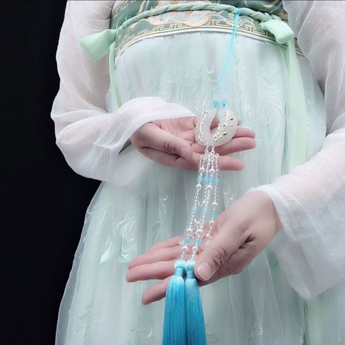 汉服流苏腰佩龙凤玉佩吊坠一对古风腰间挂饰情侣配饰古装压襟挂件 龙