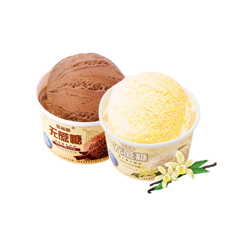 可米酷 无蔗糖冰淇淋经典杯装系列 2口味12杯巧克力香草抹茶香芋冰激凌冰激淋 健康轻食