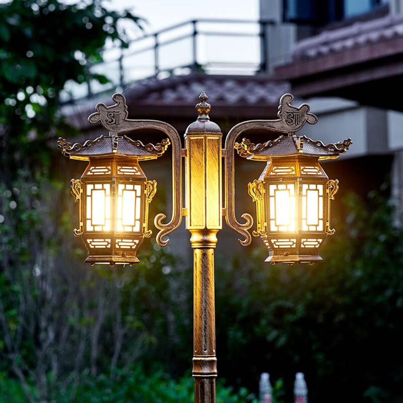 丝竹逢灯 庭院路灯户外防水景观3米花园别墅家用院子中式双头led高杆