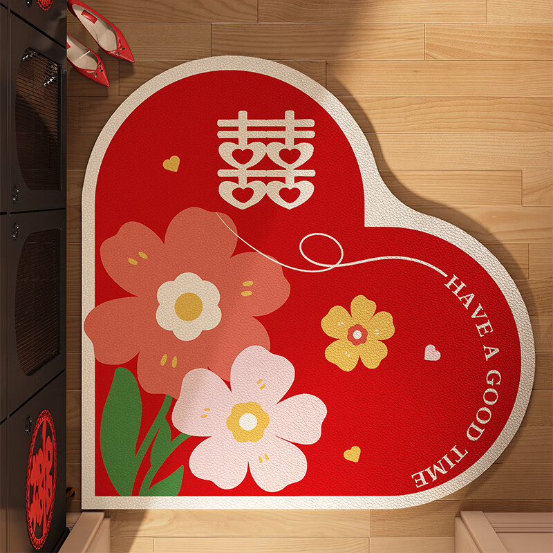 红色爱心入户地垫2024新款pvc可擦免洗进门地毯喜庆 爱心港湾-6m-异
