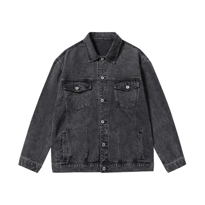 外套男秋季高街潮牌休闲夹克港风帅气宽松学生休闲工装上衣服 烟灰色