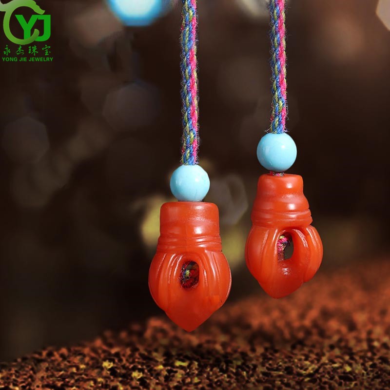 永杰珠宝   原创新款南红玛瑙莲花金刚杵背云吊坠挂坠手串diy菩提手链