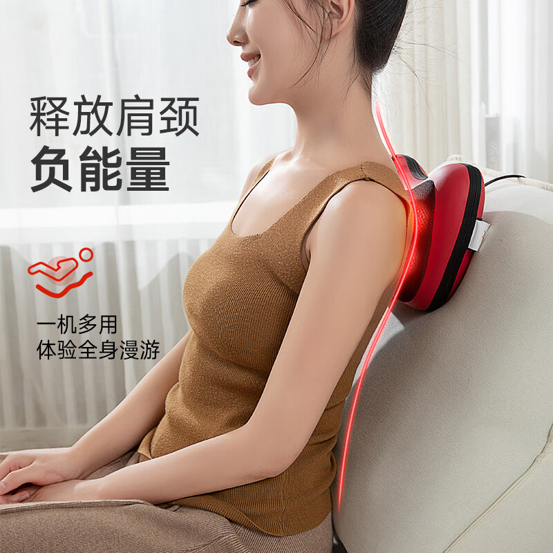 立昌（LiChang）腰部按摩器舒缓腰颈部酸痛全身可用颈椎按摩枕腰肌劳损腰椎间盘突出肩颈按摩仪 【中秋节礼物】  8D【有线插电款】按摩+定时+热敷+咖啡色
