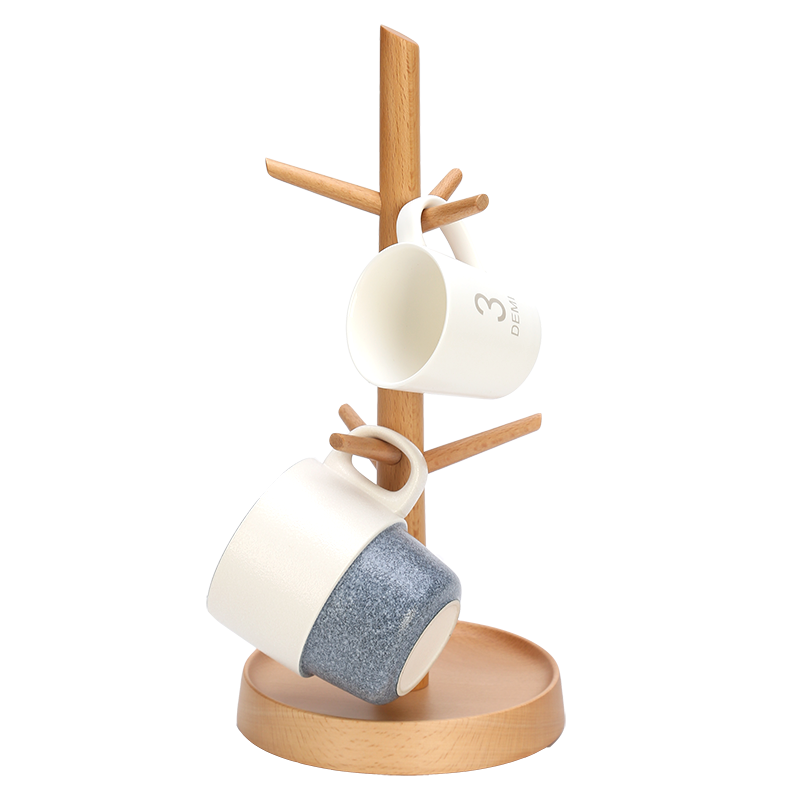 初心胡桃木杯架咖啡杯茶杯架子水杯架瀝水杯子架收納架玻璃杯置物架 杯架-胡桃木