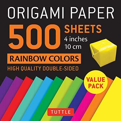 预订origami paper 500 sheets rainbow colors 4" (10 c