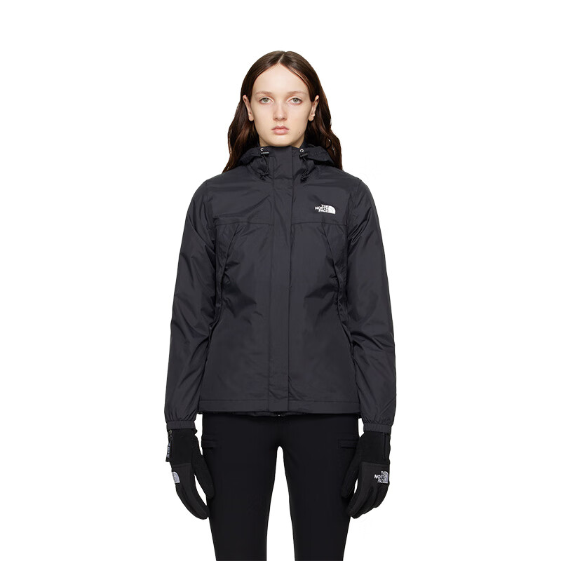 北面（The North Face）TNF美版女款W ANTORA防风防水透气连帽冲锋衣夹克 JK3-黑色 XS