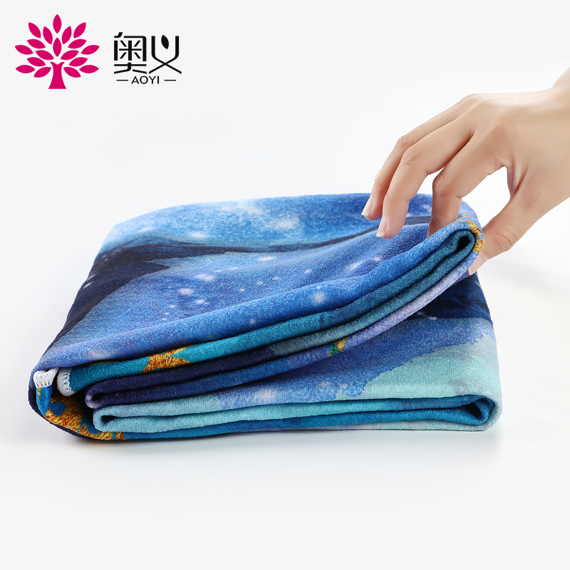 奥义瑜伽铺巾印花款吸汗防滑便携瑜伽垫毯子铺巾可以放洗衣机洗？