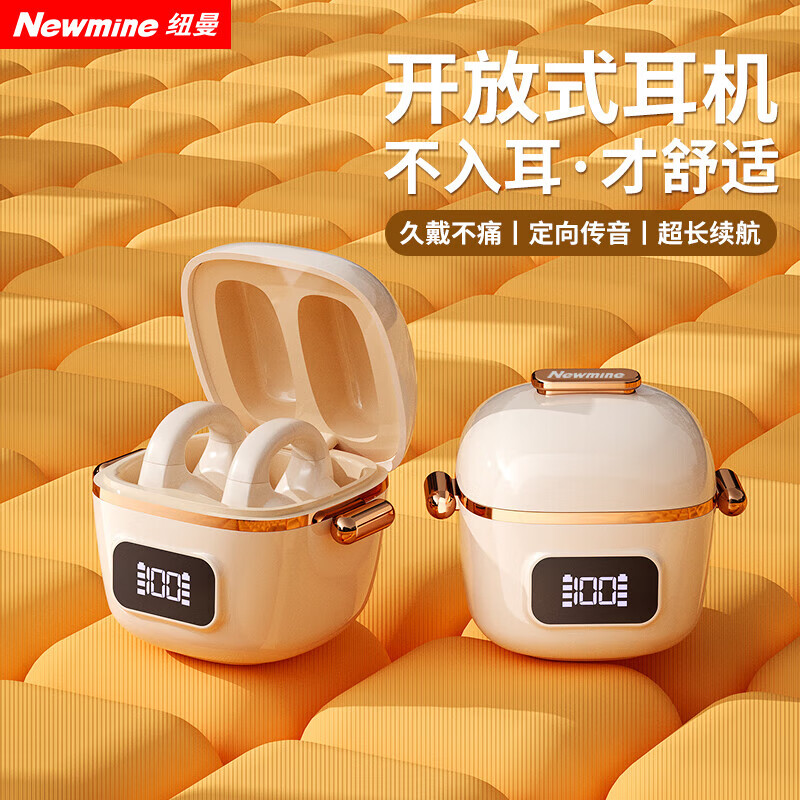 纽曼（Newmine）LY13蓝牙耳机骨传导概念夹耳开放式真无线不入耳 流光白