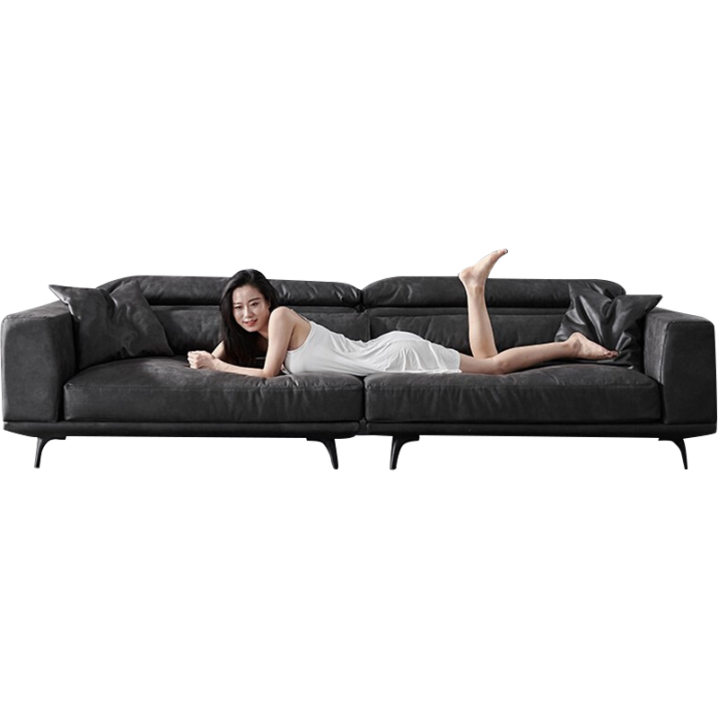 【限时直降35%】卓昙 沙发 家具轻奢羽绒布艺现代简约直排意式极简黑色科技布baxter云朵沙发 扶手四人位【2.8米】 70%客户选择+羽绒坐垫+全实木框架