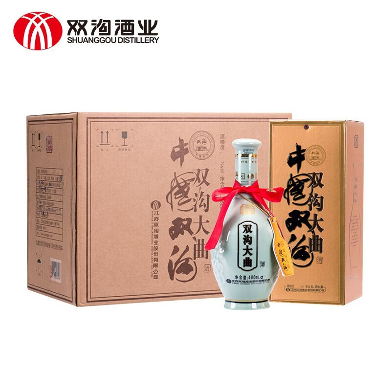 双沟大曲 青瓷 480ml 绵柔浓香型白酒纯粮酿造口粮酒 53度 480ml 6瓶