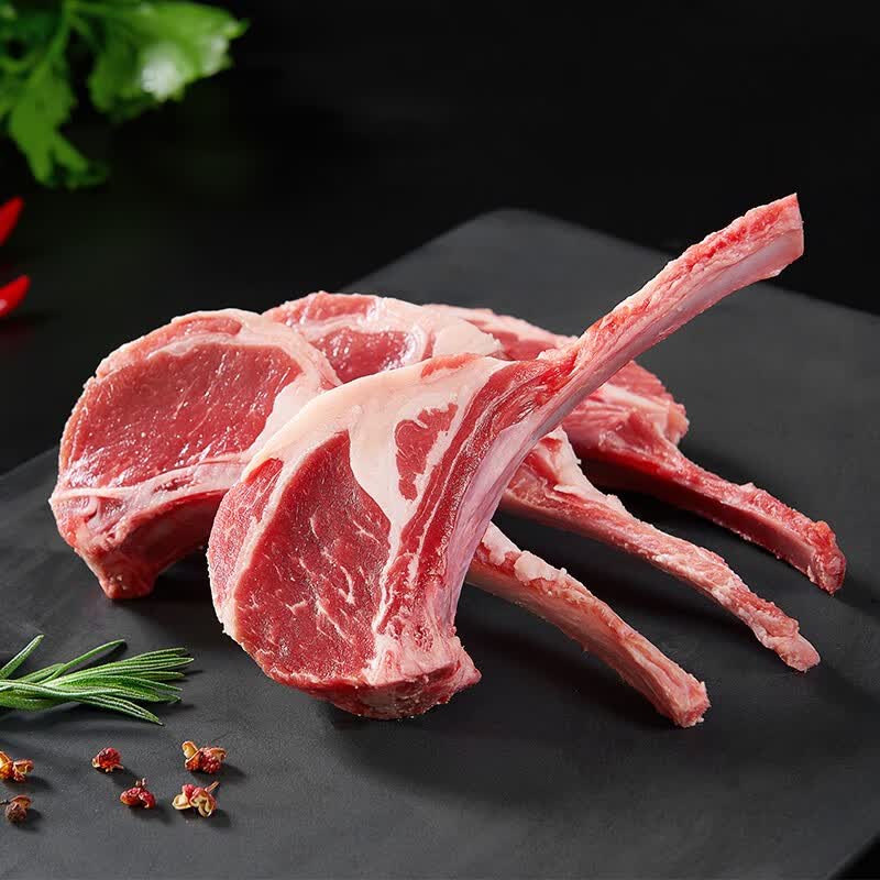 潮羊牧歌 宁夏滩羊肉 生鲜原切法式羊排小切 煎烤烧烤食材清真 法式羊排12支