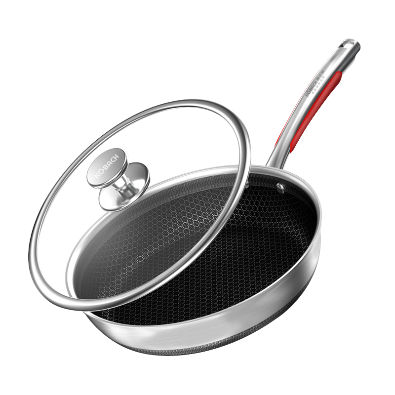 康巴赫（KBH）平底不粘锅316L不锈钢平底锅家用煎锅炒菜锅煎炒一体锅 【316L双面屏煎锅】28cm