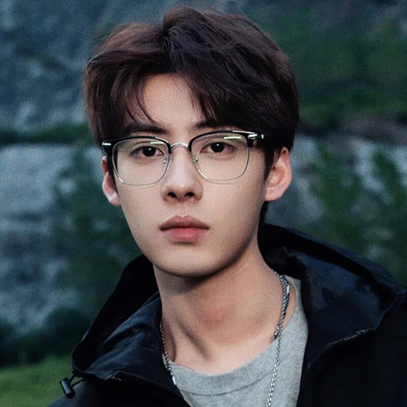 依岚傲雪方形半框眼镜近视男款潮痞帅装饰护眼防蓝光抗辐射平光镜可配