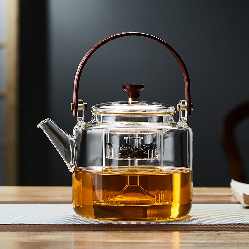 美斯尼 煮茶器玻璃煮茶 壶喷淋式蒸茶 壶蒸煮一体壶泡茶壶功夫茶具 蒸煮一体壶