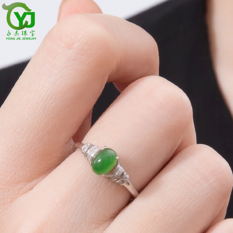 永杰原创和田玉碧玉炫舞戒指活口女戒食指中指情人节礼物带证