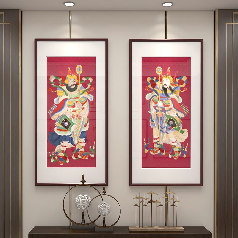 绅藏 门神迎福装饰画 过道玄关挂画 背景墙画 书房茶室中国风财神壁画