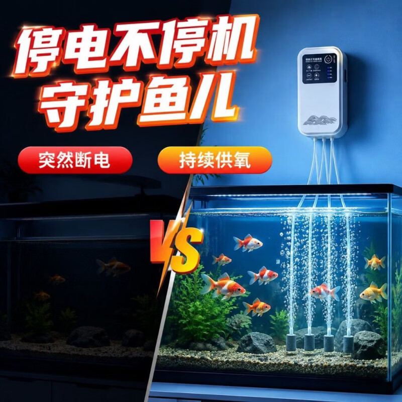 CRHMMFLF户外充电钓鱼家用便携式增氧泵增氧机静音氧气养鱼打氧机鱼缸 户外防水【二孔12W】电池4500毫安+3档+间歇