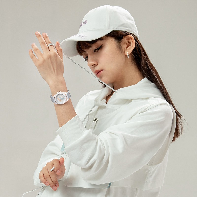 斐乐(FILA)手表女时尚石英表硅胶手表男女表情侣表初中高中学生运动生日礼物 浅粉蓝6113-024【数字刻度】 39mm