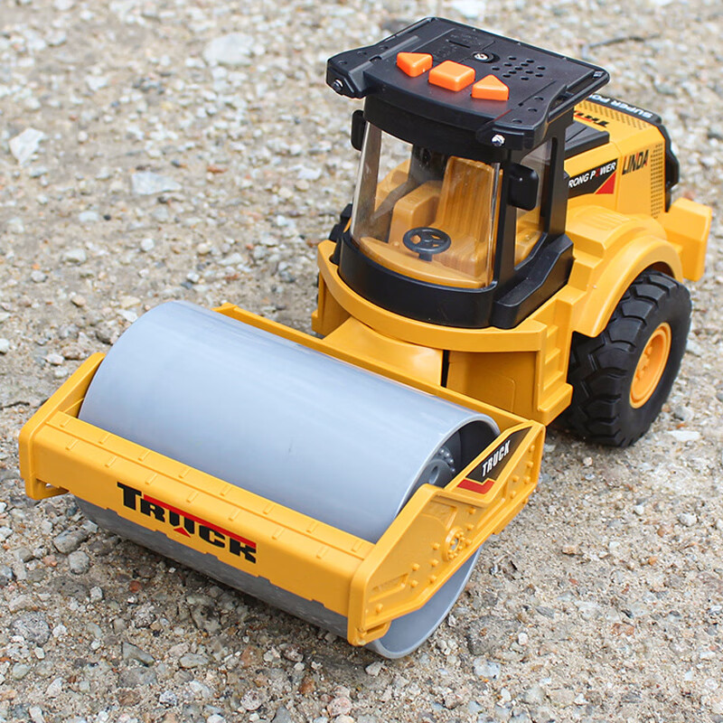 采石 大号压路机平地工程车儿童惯性 压路车压土机男孩2-3岁讲故事