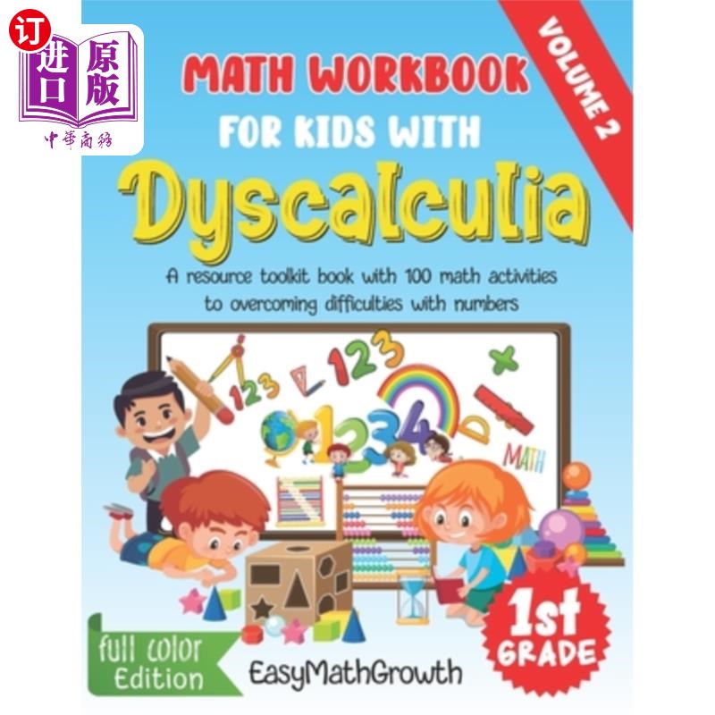 海外直订math workbook for kids with dyscalculia.