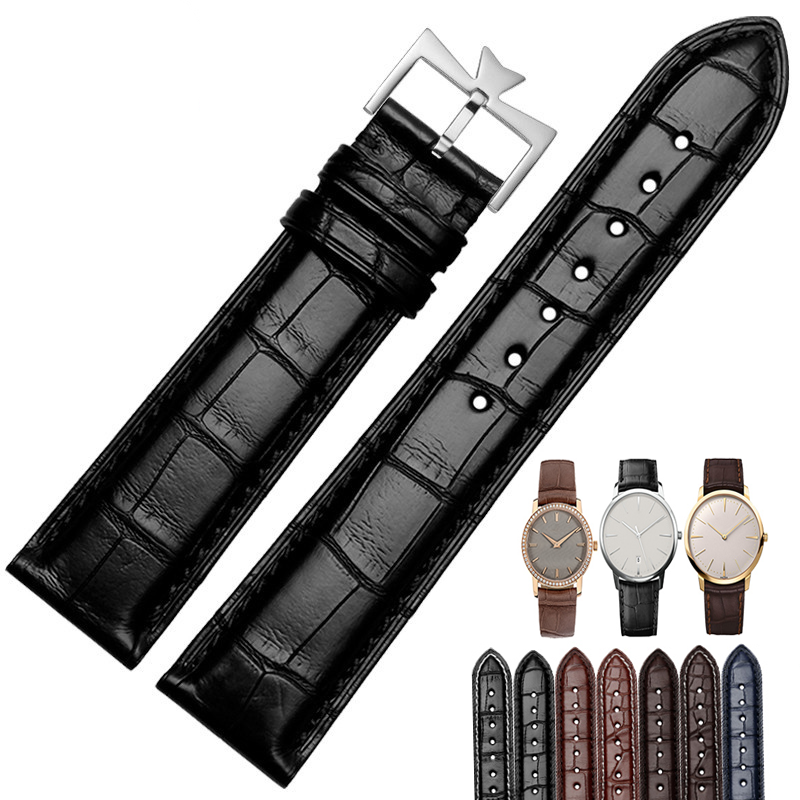 世辉适用江诗丹顿表带传承约会大师伍陆之型马耳他传袭男士真皮鳄鱼皮