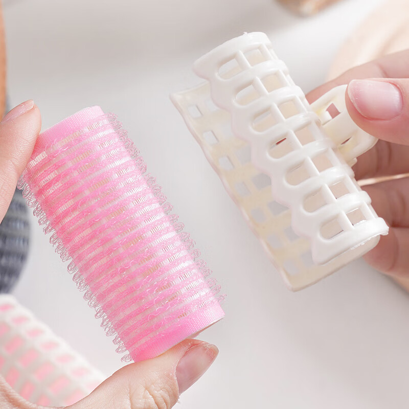 优品卫卷发筒刘海卷八字空气网红卷刘海神器发根蓬松夹空心卷筒刘海夹 升级款粉色【6个夹子+6个发筒】 