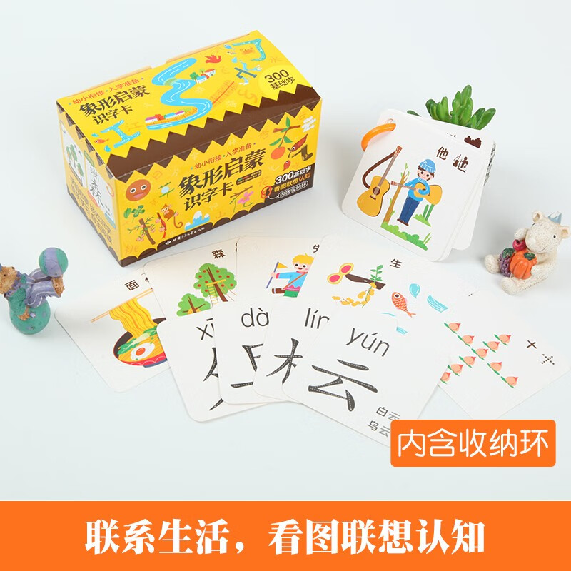 儿童象形识字卡片300字一二年级认字拼音识字书幼儿认字早教认知启蒙