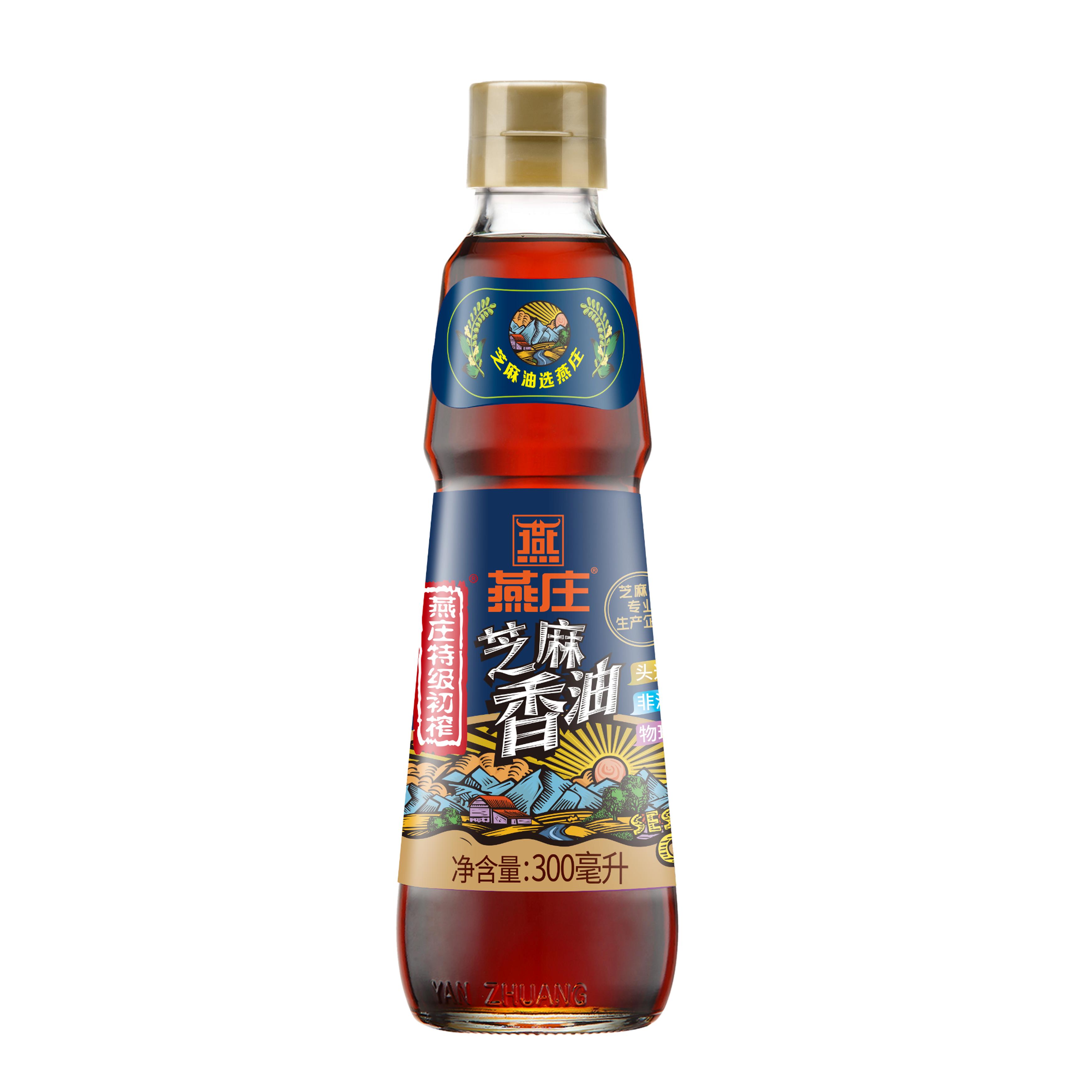 燕庄特级初榨芝麻香油300ml0添加香油麻辣拌火锅油碟蘸料家用 特级初
