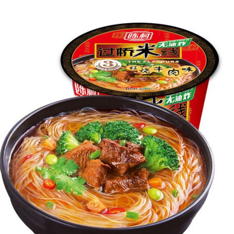 陈村过桥米线100gx6桶装方便速食非油炸泡面米线 (红烧牛肉味)