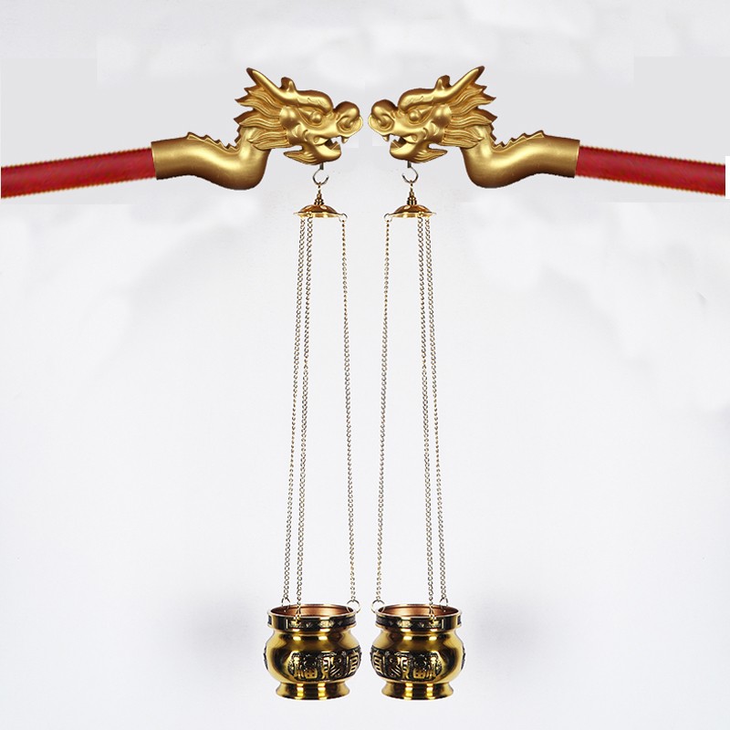 寺院用品天神供香爐掛式天官賜福純銅水陸法會(huì)提爐燈龍頭杖 吊爐
