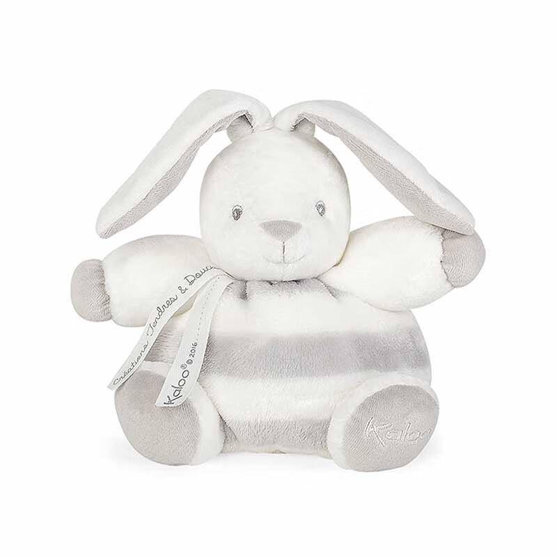 法国Kaloo男女孩毛绒兔子玩具婴幼儿安抚巾宝宝安抚玩具布娃娃口水巾送礼 小号灰色兔18cmK960084