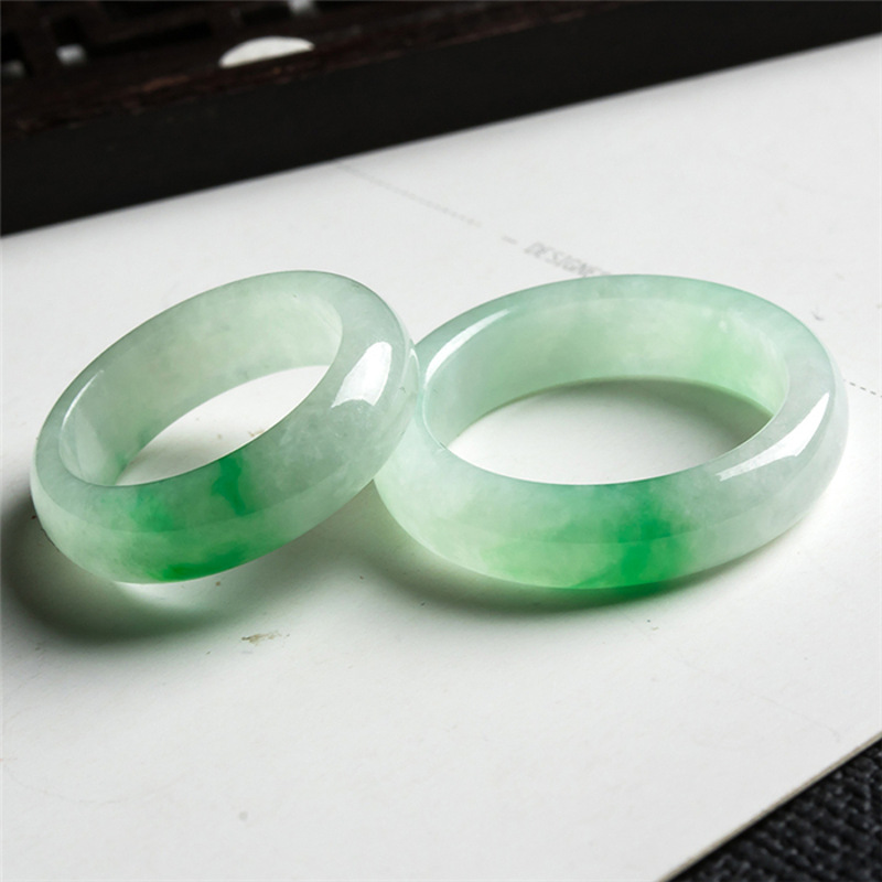 瑜媚翠飘花戒指 冰糯种阳绿玉戒 男女款满绿指环 图片色 戒指内经19mm