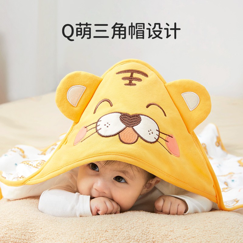 欧孕新生婴儿抱被初生宝宝春秋冬纯棉包被夹棉恒温襁褓产房包被单 樱桃点点【130g】 90cm*90cm