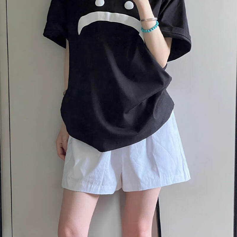 白色棉麻工装短裤女夏季2024年新款宽松阔腿小个子休闲五分运动裤 白色【棉质面料】 S【建议80-90斤】
