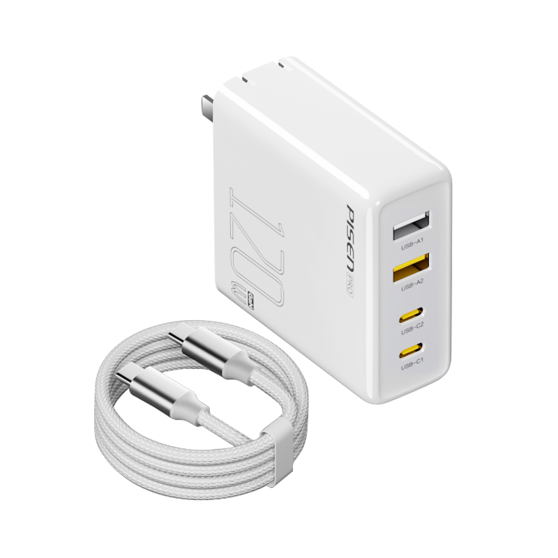 PISEN 品胜 TS-C148 氮化镓充电器 双USB-A/双Type-C 120W 苹果白