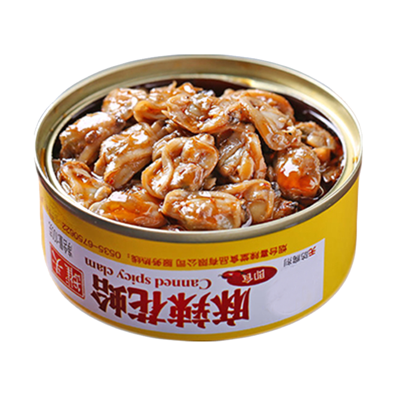 哈皮猴 花蛤即食海鲜罐头麻辣零食蛤蜊鱼籽鱼子酱象拔蚌下饭菜熟食 花蛤1罐怎么看?