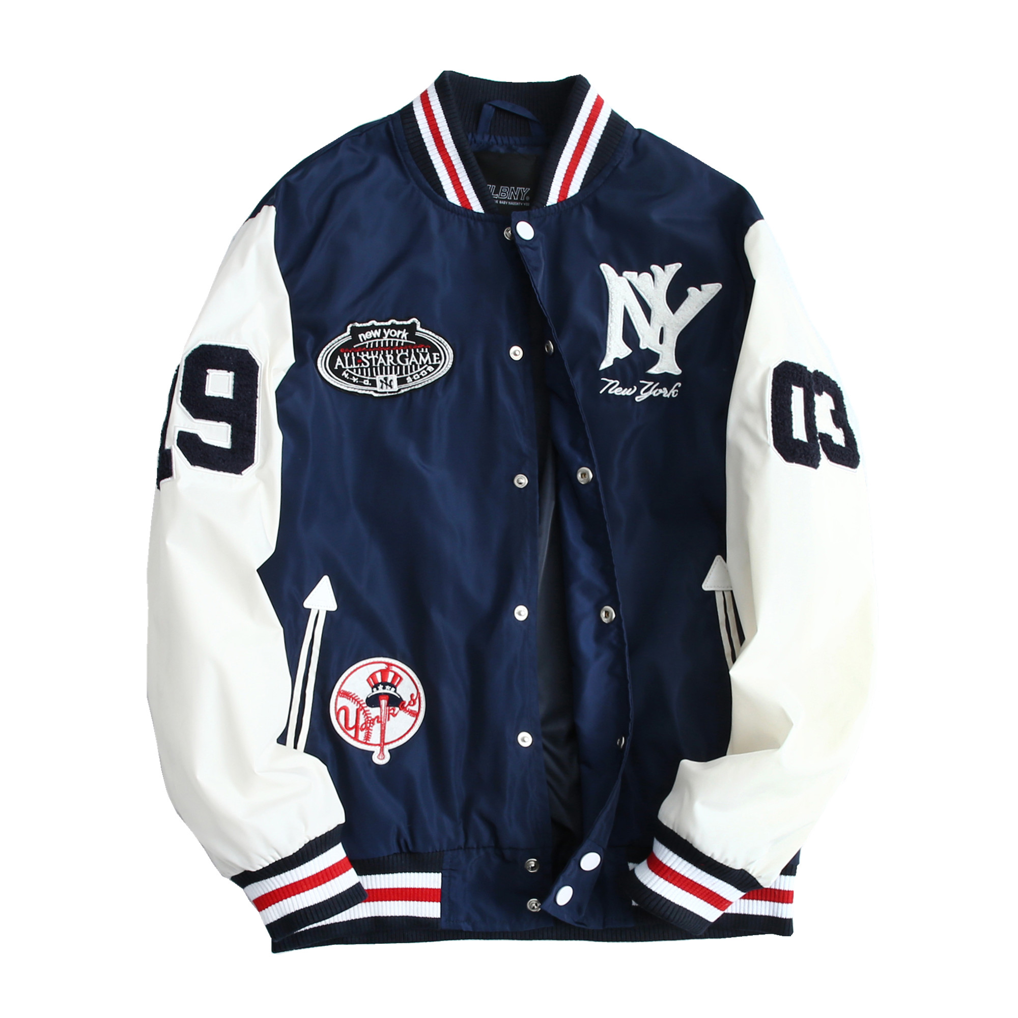 mb ny外套春秋新款男女韩版情侣宽松学院风棒球服大码休闲夹克潮 蓝色