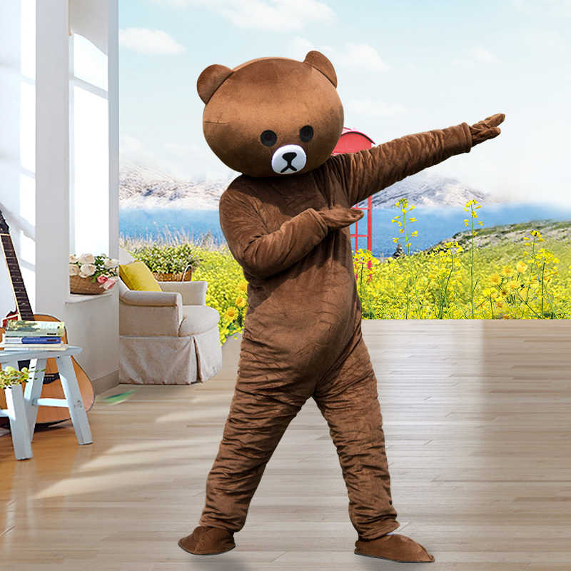布朗熊卡通人偶服装抖音传单熊行走玩偶衣服道具表演服装网红熊打工熊