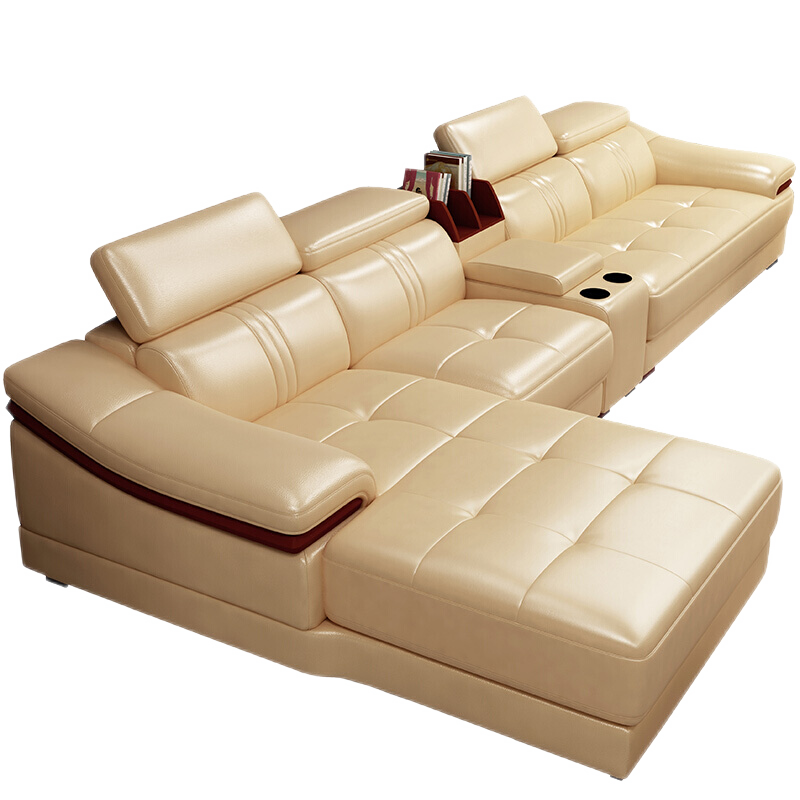 伊琦美 现代简约北欧式美式真皮沙发客厅大小户型储物单双三人轻奢定制整装组合 进口皮 双人+贵妃