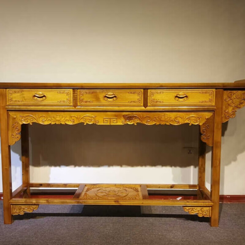 红善金丝楠木条案小叶桢楠翘头案203x105x42高端实木家具摆件