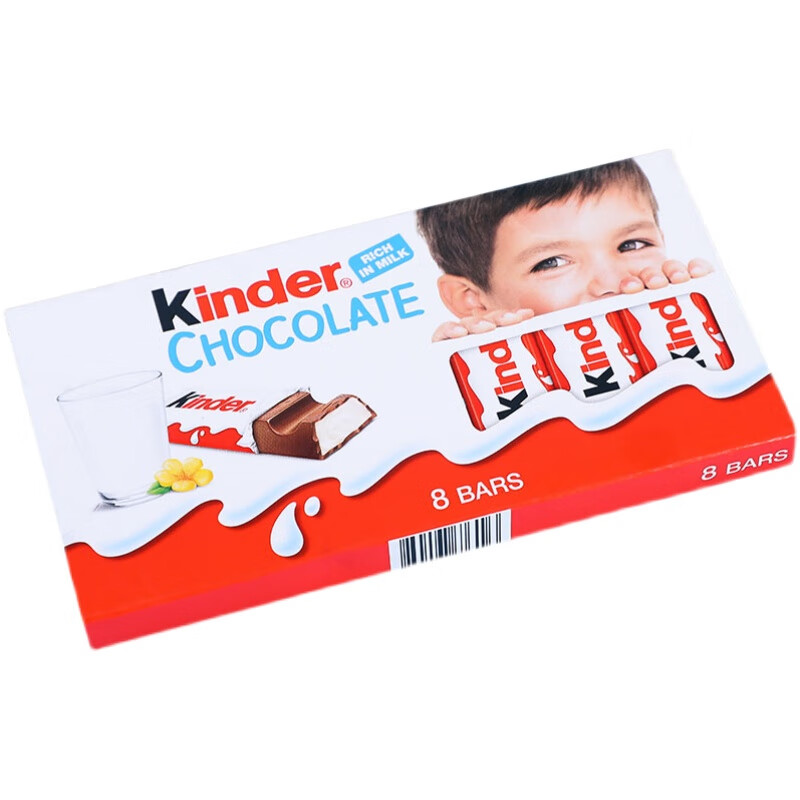 健达（Kinder）进口健达牛奶巧克力T8巧克力休闲零食新年礼物儿童糖果零食礼盒装 健达T8巧克力1盒【8条】