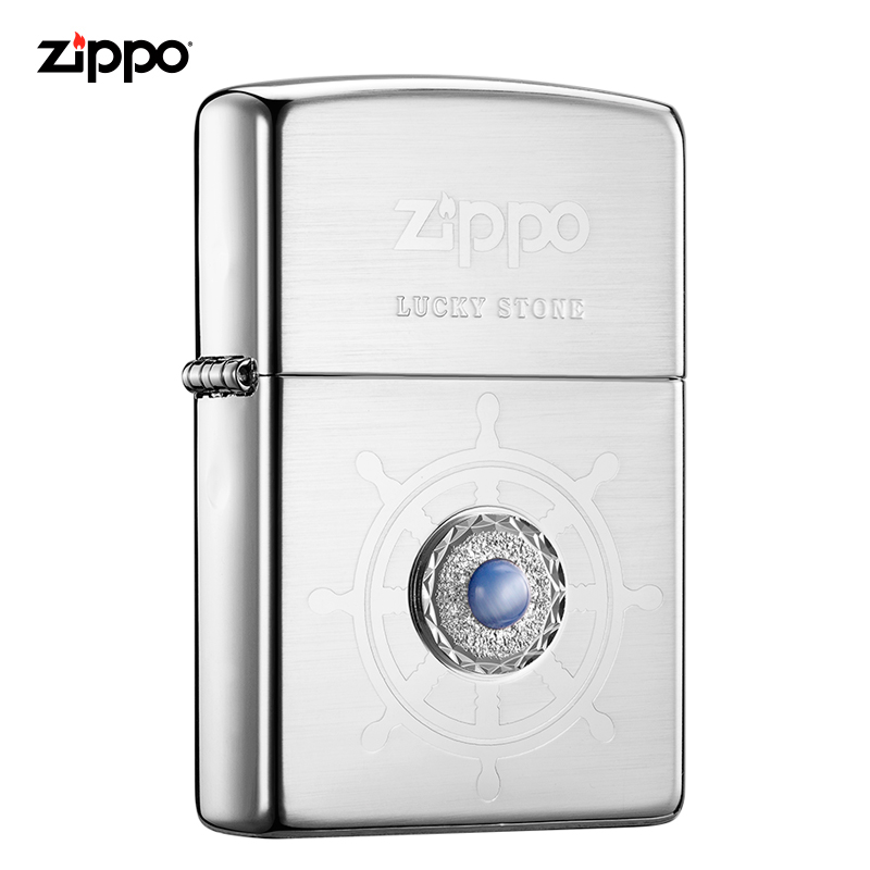 美国进口 之宝（zippo） 防风煤油打火机不含油 ZBT-1-26a 幸运石-蓝 品牌直供原装正版