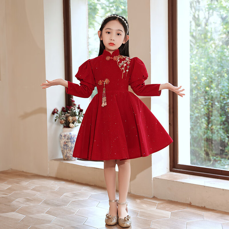 萨肯猫(sakenmao)女童生日礼服儿童过服主持人花童公主裙小女孩走秀