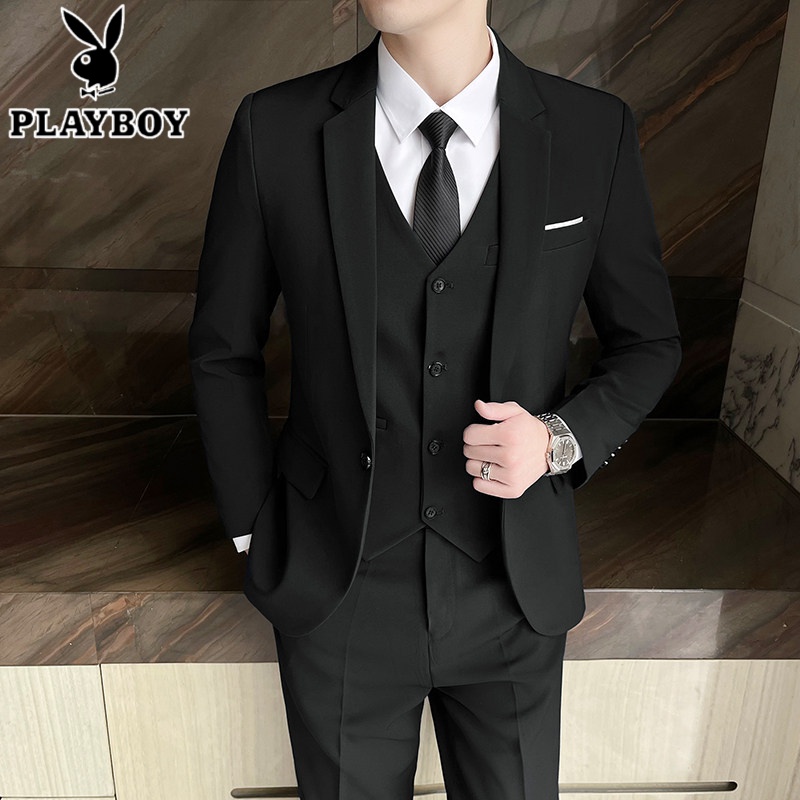 花花公子轻奢高端男装 男士西服套装休闲商务职业正装韩版新郎结婚