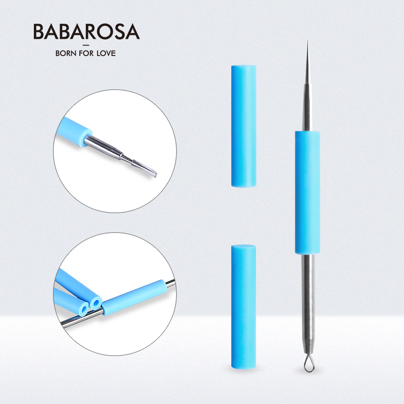 巴巴罗莎(babaluosha) 粉刺针 硅胶套款 蓝色（不锈钢暗疮针 美容针 挤压器痘针去黑头 ）
