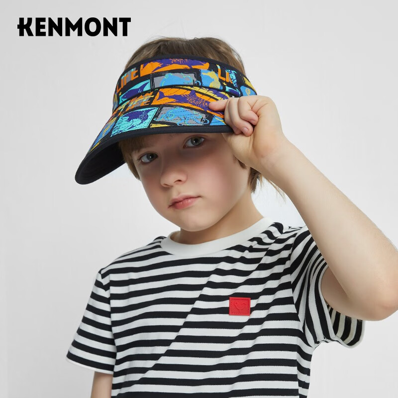 卡蒙（Kenmont）儿童出游运动吹不翻防晒空顶帽夏遮脸可折叠速干太阳帽6-16岁4422 旭日海滩 可调节（55cm）