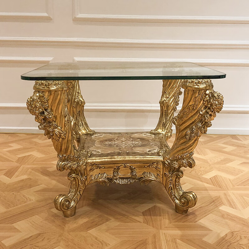 欧界金其利家具米兰达凯撒角几玻璃桌面奢华高档法式宫廷沙发边桌几