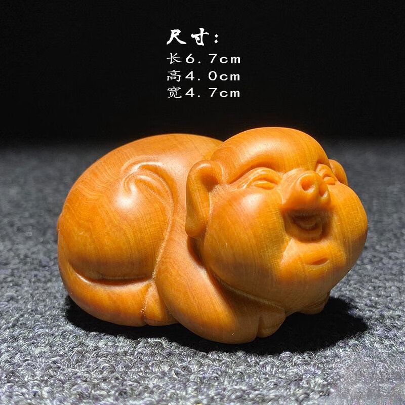 小木緣生天然太行崖柏小豬文玩手把件木雕生肖福氣豬擺件陳化料 崖柏陳化料福豬單只