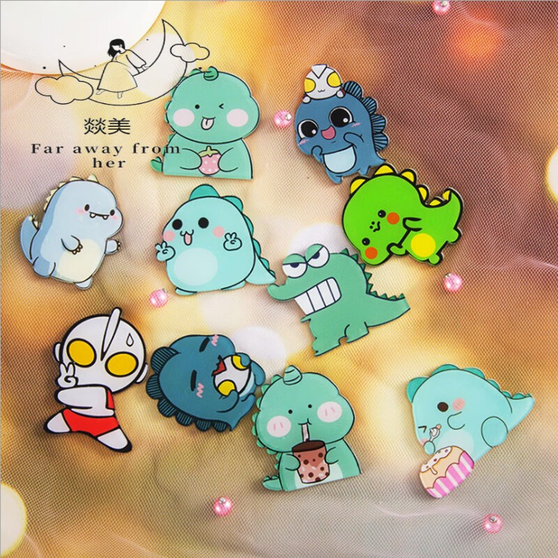 软萌小怪兽徽章小恐龙胸针亚克力卡通徽章学生可爱包包挂件饰品情侣